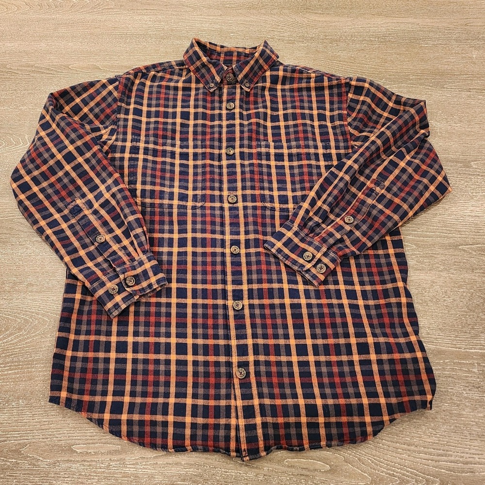 Duluth Trading‎ Co Relaxed Cotton Flannel Button Shirt M Plaid Gorpcore Workwear